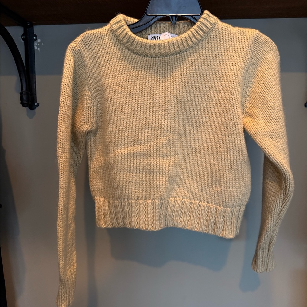 Zara Women's Sage Green Crew Neck Sweater